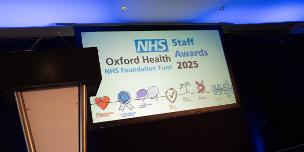 The presentation stage at Oxford Health Staff Awards 2025