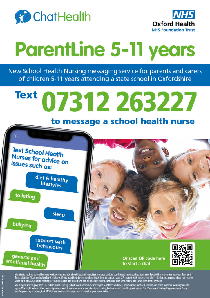 CS53705 OHFT Chat Health Parentline A4 poster 5-11 FINAL
