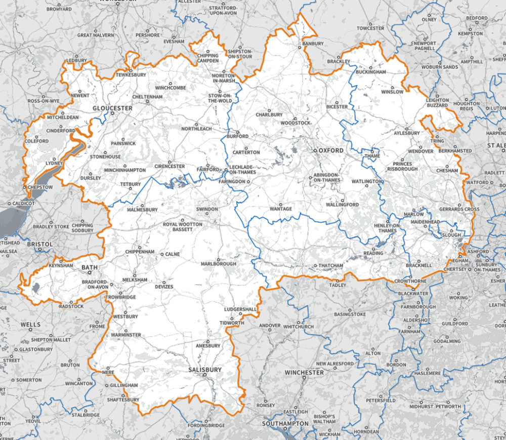 Map showing region service operates in. Refer to list above.